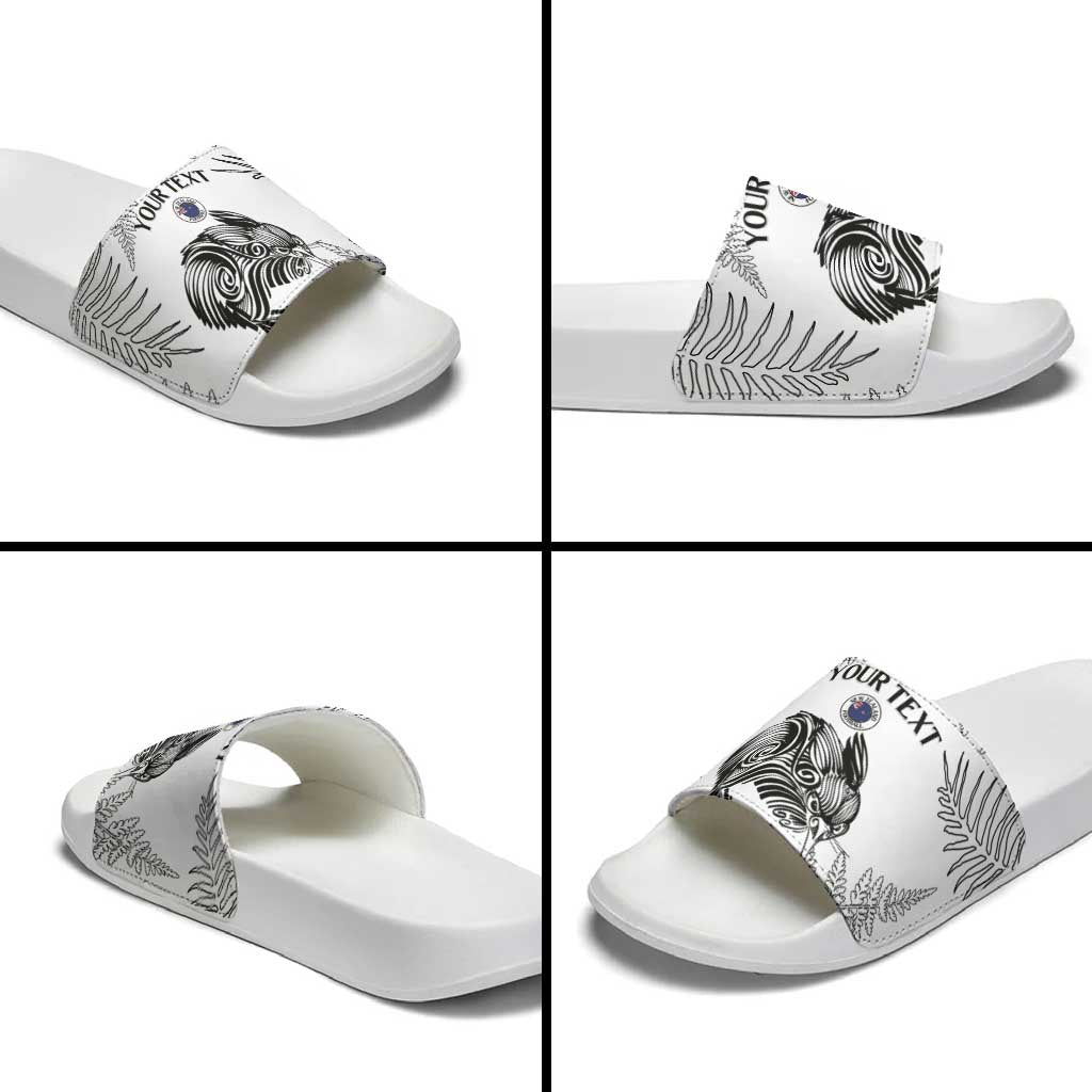 Custom New Zealand Kiwi Football Slide Sandals Aotearoa Silver Fern LT14 - Polynesian Pride