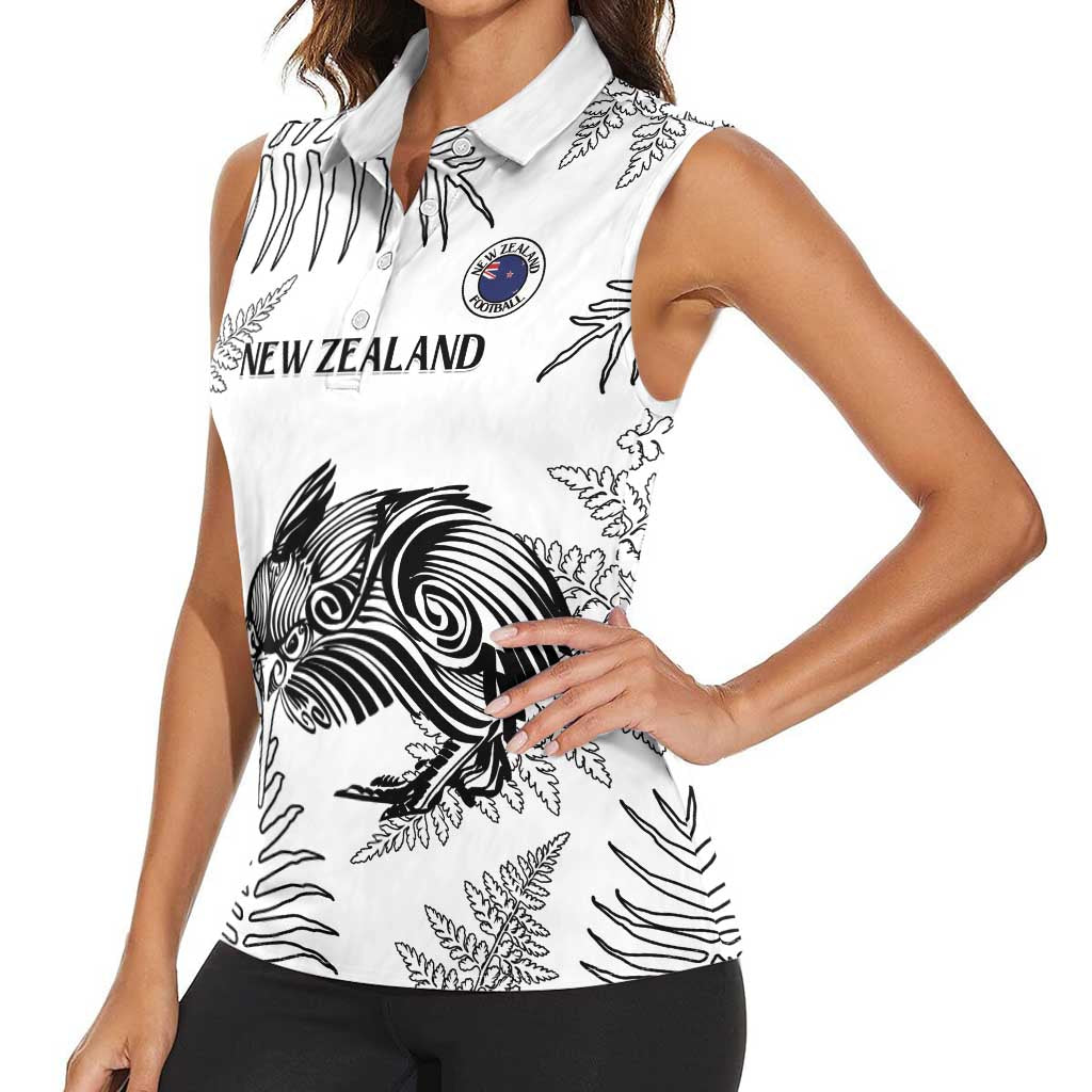 Custom New Zealand Kiwi Football Women Sleeveless Polo Shirt Aotearoa Silver Fern