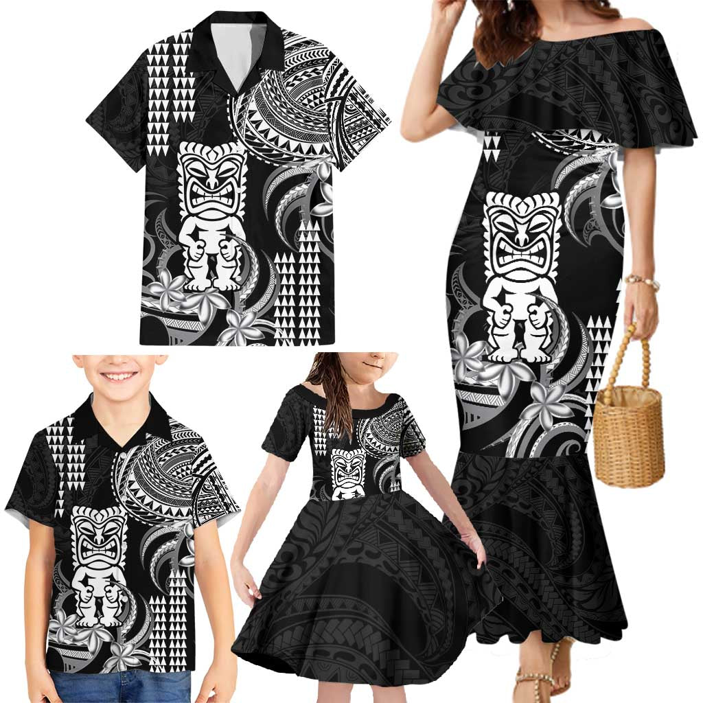 Hawaii Ku God Family Matching Mermaid Dress and Hawaiian Shirt Kakau Mix Polynesian Tattoo