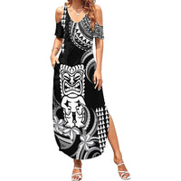 Hawaii Ku God Family Matching Summer Maxi Dress and Hawaiian Shirt Kakau Mix Polynesian Tattoo