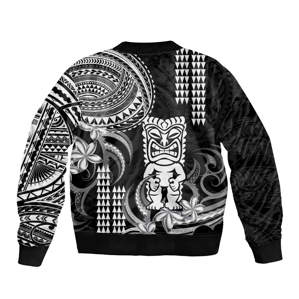 Hawaii Ku God Sleeve Zip Bomber Jacket Kakau Mix Polynesian Tattoo