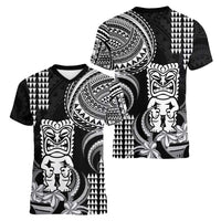 Hawaii Ku God Women V-Neck T-Shirt Kakau Mix Polynesian Tattoo