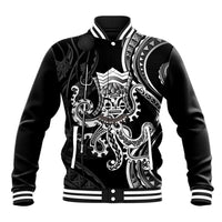 Black Hawaii Kanaloa God Baseball Jacket Hawaiian Octopus