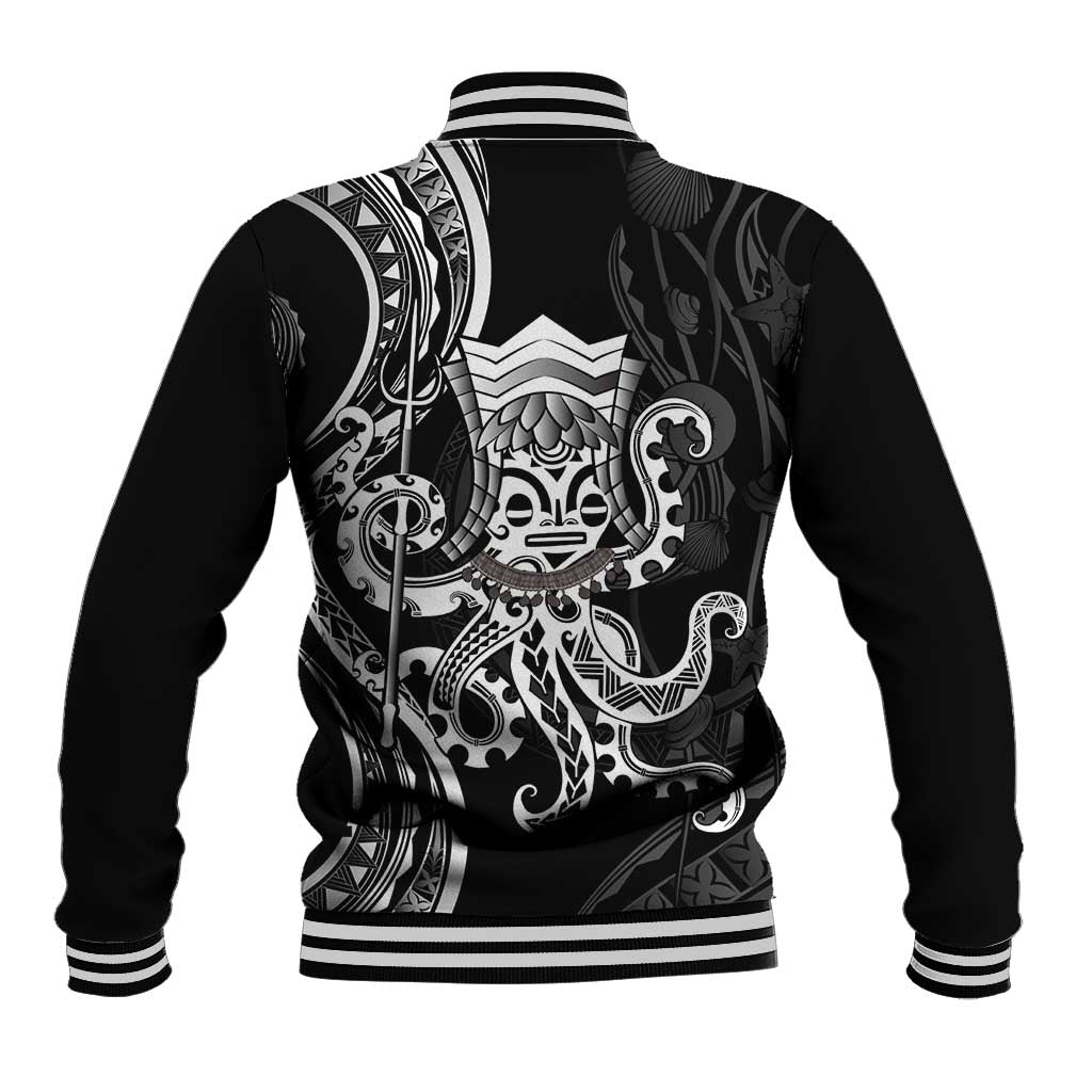 Black Hawaii Kanaloa God Baseball Jacket Hawaiian Octopus
