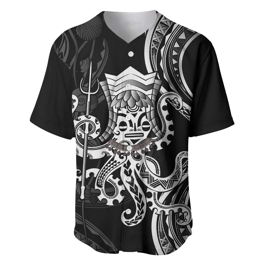 Black Hawaii Kanaloa God Baseball Jersey Hawaiian Octopus LT14 Black - Polynesian Pride
