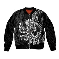 Black Hawaii Kanaloa God Bomber Jacket Hawaiian Octopus