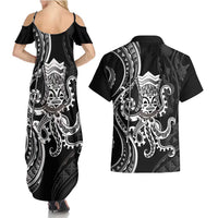 Black Hawaii Kanaloa God Couples Matching Summer Maxi Dress and Hawaiian Shirt Hawaiian Octopus LT14 - Polynesian Pride