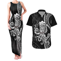 Black Hawaii Kanaloa God Couples Matching Tank Maxi Dress and Hawaiian Shirt Hawaiian Octopus LT14 Black - Polynesian Pride