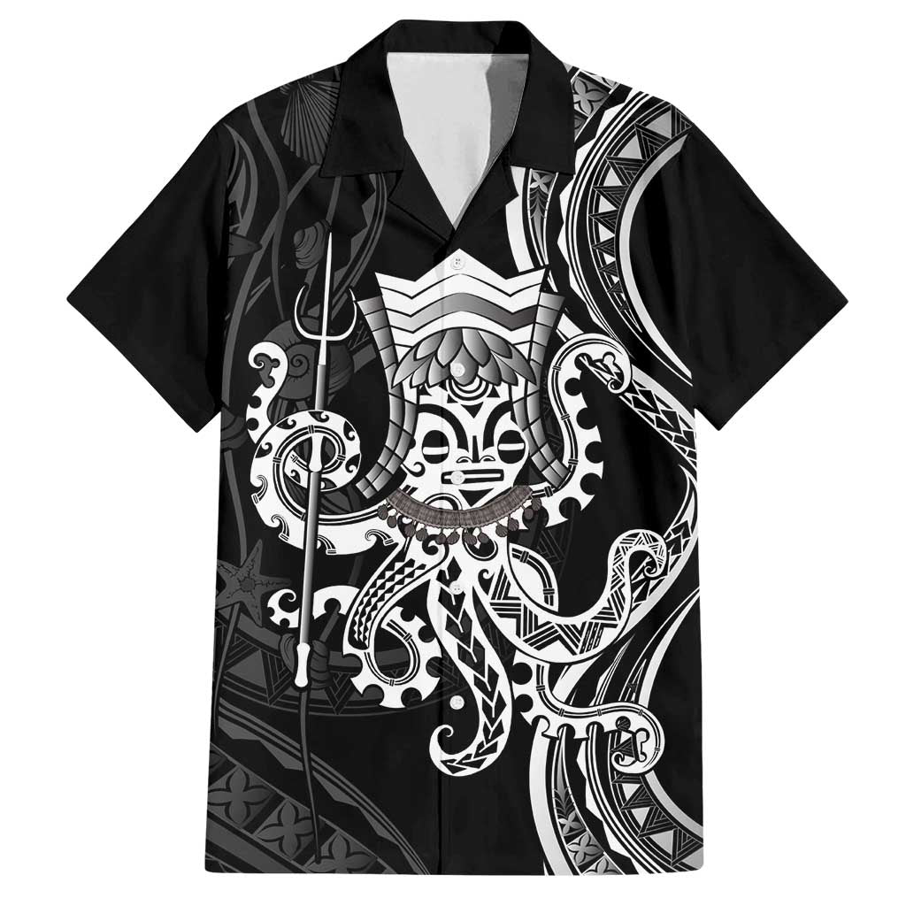 Black Hawaii Kanaloa God Family Matching Off Shoulder Maxi Dress and Hawaiian Shirt Hawaiian Octopus