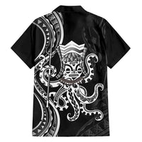 Black Hawaii Kanaloa God Family Matching Short Sleeve Bodycon Dress and Hawaiian Shirt Hawaiian Octopus LT14 - Polynesian Pride