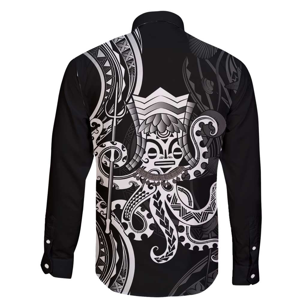 Black Hawaii Kanaloa God Family Matching Tank Maxi Dress and Hawaiian Shirt Hawaiian Octopus LT14 - Polynesian Pride