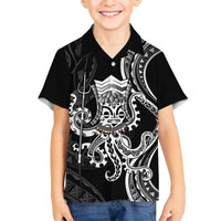 Black Hawaii Kanaloa God Family Matching Tank Maxi Dress and Hawaiian Shirt Hawaiian Octopus LT14 Son's Shirt Black - Polynesian Pride