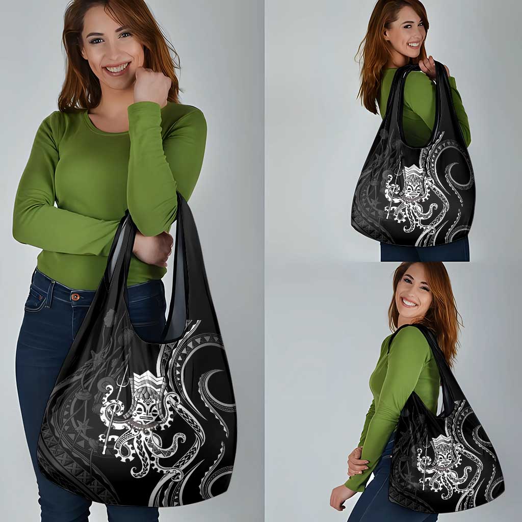 Black Hawaii Kanaloa God Grocery Bag Hawaiian Octopus