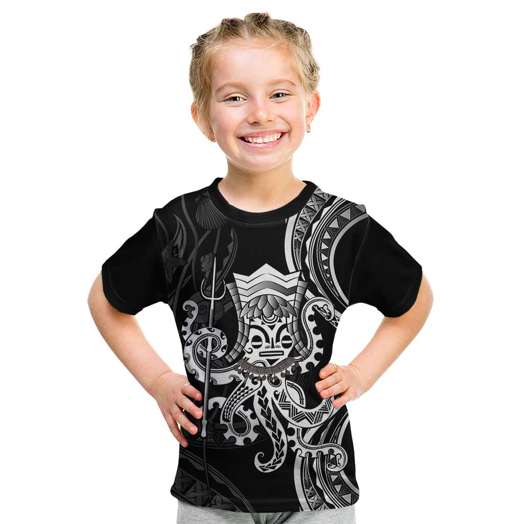 Black Hawaii Kanaloa God Kid T Shirt Hawaiian Octopus LT14 Black - Polynesian Pride