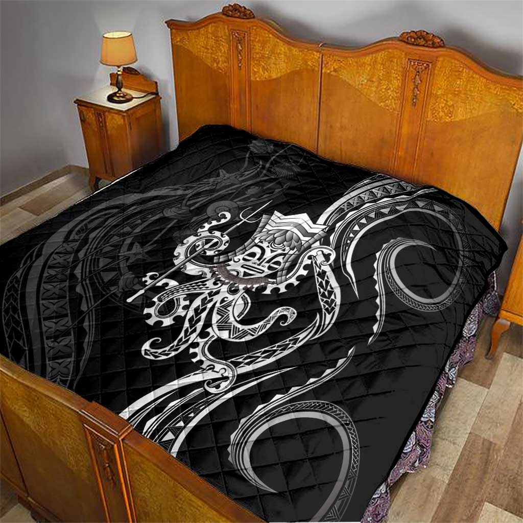 Black Hawaii Kanaloa God Quilt Hawaiian Octopus
