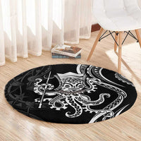Black Hawaii Kanaloa God Round Carpet Hawaiian Octopus