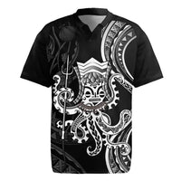Black Hawaii Kanaloa God Rugby Jersey Hawaiian Octopus LT14 Black - Polynesian Pride