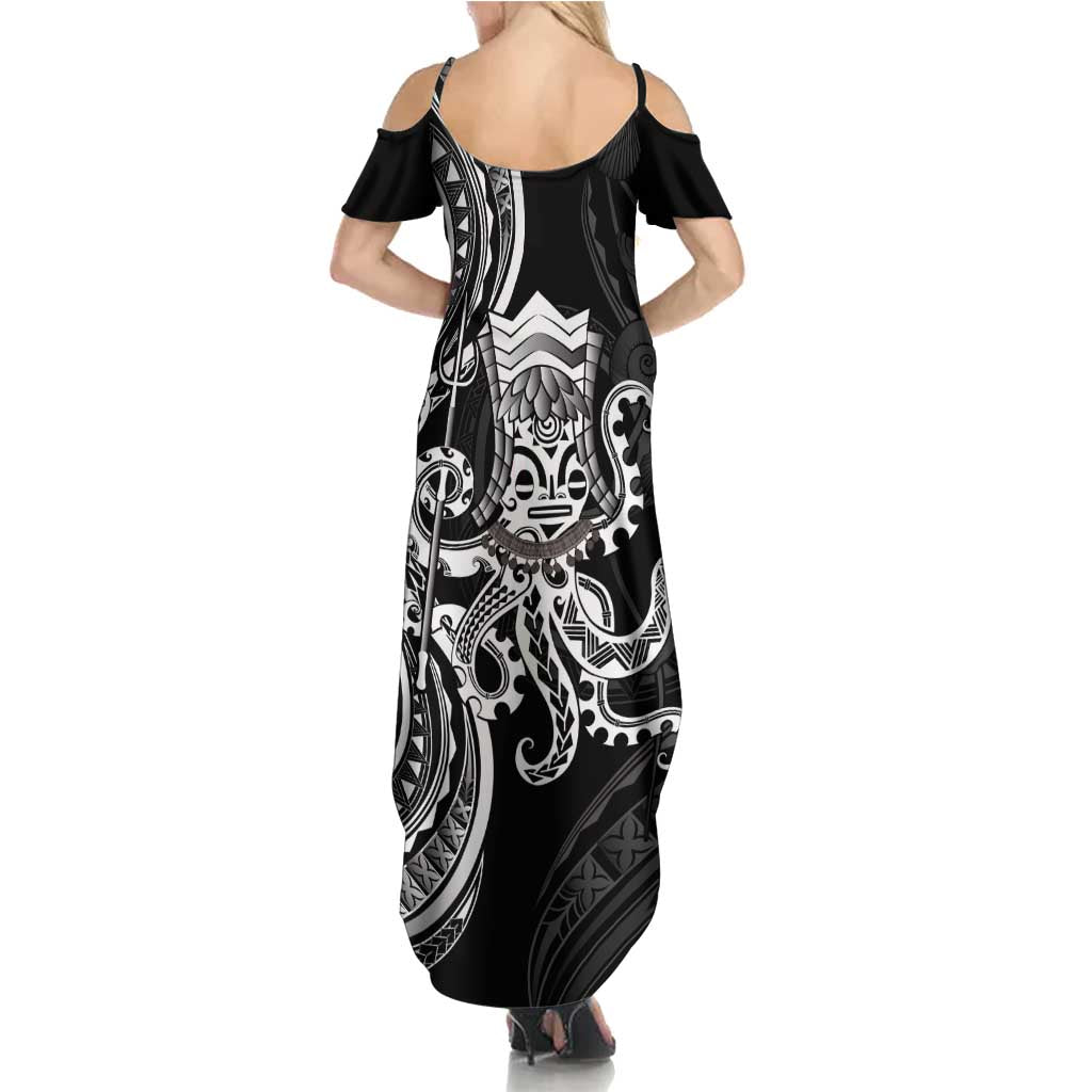 Black Hawaii Kanaloa God Summer Maxi Dress Hawaiian Octopus