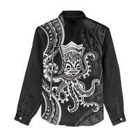 Black Hawaii Kanaloa God Women Casual Shirt Hawaiian Octopus