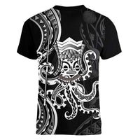 Black Hawaii Kanaloa God Women V-Neck T-Shirt Hawaiian Octopus LT14 - Polynesian Pride