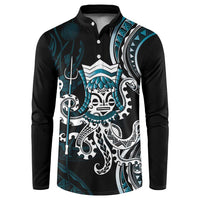 Turquoise Hawaii Kanaloa God Button Sweatshirt Hawaiian Octopus