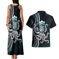 Turquoise Hawaii Kanaloa God Couples Matching Tank Maxi Dress and Hawaiian Shirt Hawaiian Octopus LT14 - Polynesian Pride