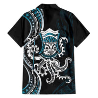 Turquoise Hawaii Kanaloa God Family Matching Long Sleeve Bodycon Dress and Hawaiian Shirt Hawaiian Octopus LT14 - Polynesian Pride