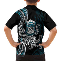 Turquoise Hawaii Kanaloa God Family Matching Puletasi and Hawaiian Shirt Hawaiian Octopus