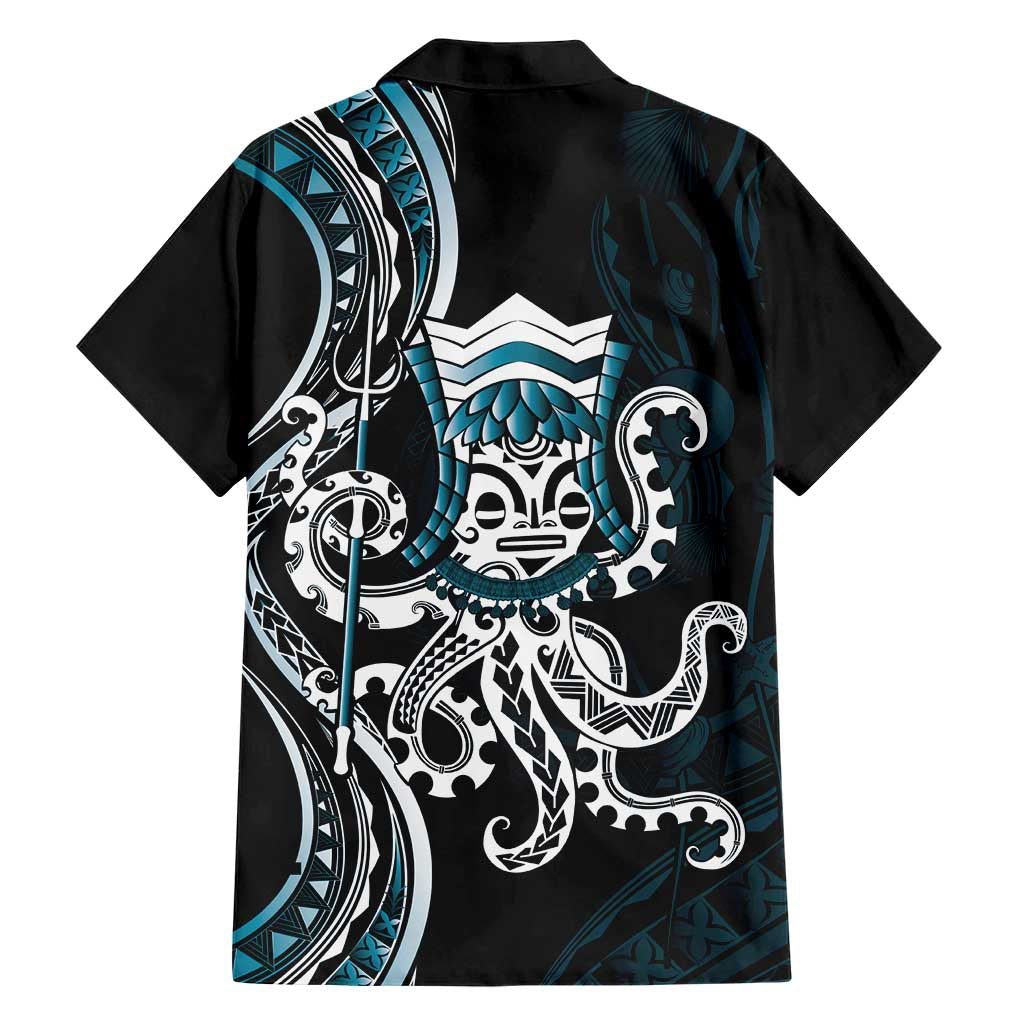 Turquoise Hawaii Kanaloa God Family Matching Short Sleeve Bodycon Dress and Hawaiian Shirt Hawaiian Octopus LT14 - Polynesian Pride