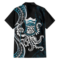 Turquoise Hawaii Kanaloa God Family Matching Short Sleeve Bodycon Dress and Hawaiian Shirt Hawaiian Octopus LT14 - Polynesian Pride