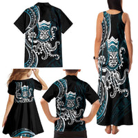 Turquoise Hawaii Kanaloa God Family Matching Tank Maxi Dress and Hawaiian Shirt Hawaiian Octopus LT14 - Polynesian Pride