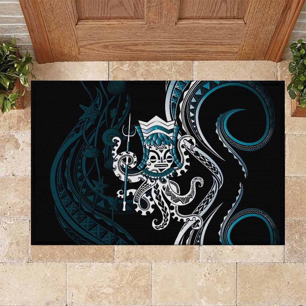 Turquoise Hawaii Kanaloa God Rubber Doormat Hawaiian Octopus LT14 Turquoise - Polynesian Pride