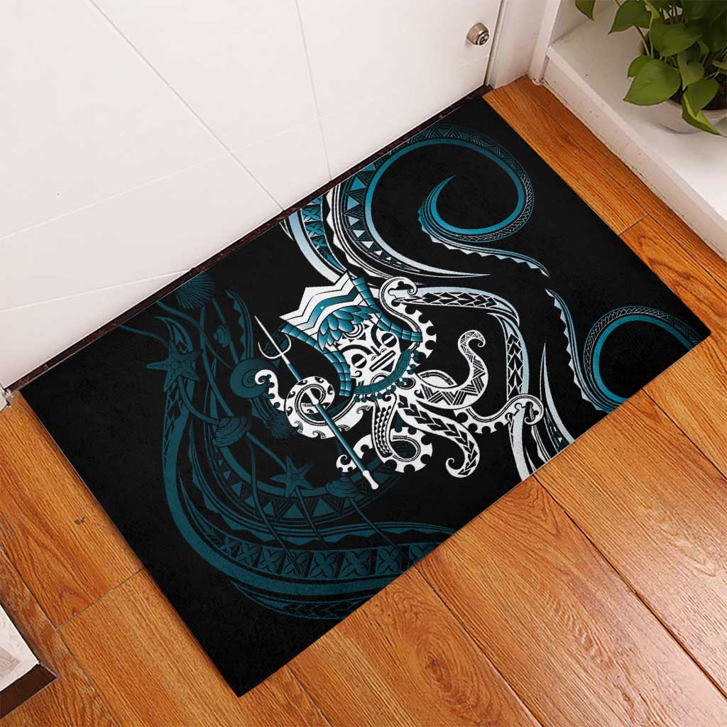 Turquoise Hawaii Kanaloa God Rubber Doormat Hawaiian Octopus