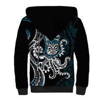 Turquoise Hawaii Kanaloa God Sherpa Hoodie Hawaiian Octopus