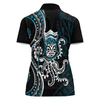 Turquoise Hawaii Kanaloa God Women Polo Shirt Hawaiian Octopus