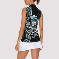 Turquoise Hawaii Kanaloa God Women Sleeveless Polo Shirt Hawaiian Octopus LT14 - Polynesian Pride