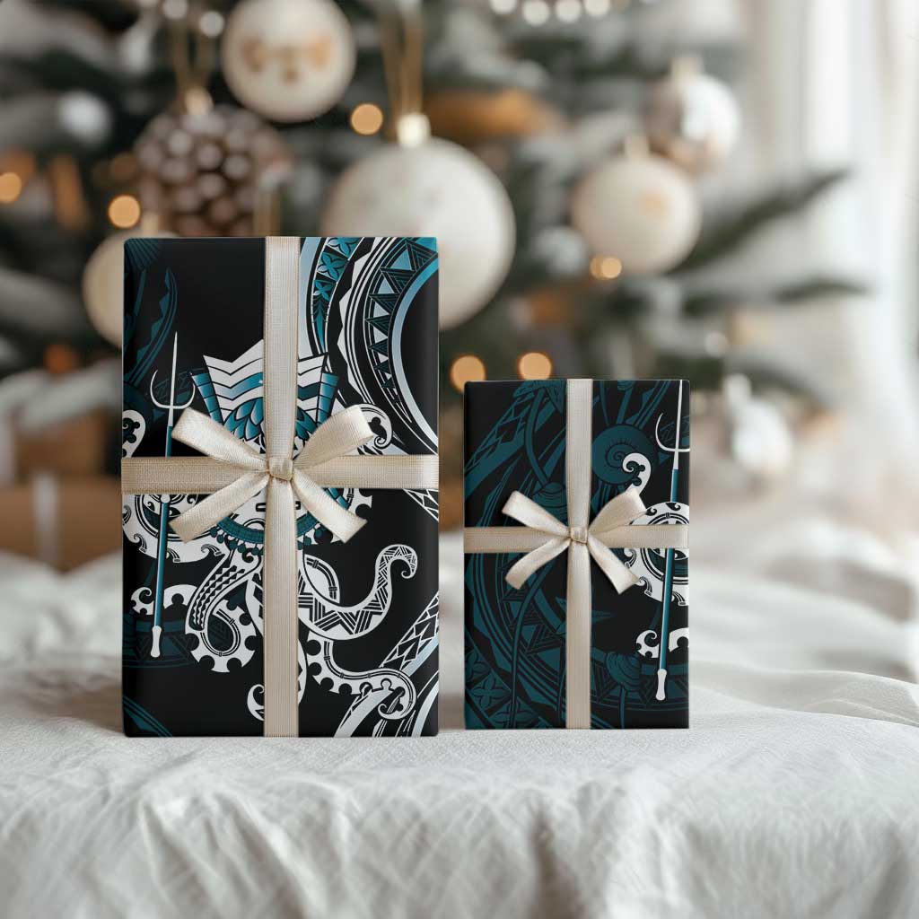 Turquoise Hawaii Kanaloa God Wrapping Paper Hawaiian Octopus - Polynesian Pride