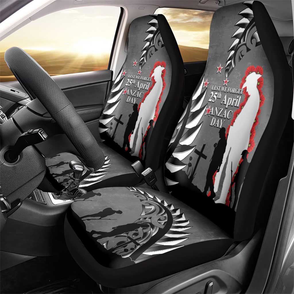 New Zealand ANZAC Day Car Seat Cover 25th April Silver Fern With Poppy LT14 - Polynesian Pride