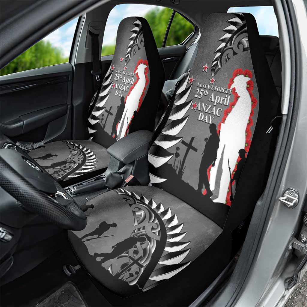 New Zealand ANZAC Day Car Seat Cover 25th April Silver Fern With Poppy LT14 - Polynesian Pride