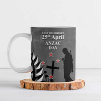 New Zealand ANZAC Day Ceramic Mug 25th April Silver Fern With Poppy - Polynesian Pride