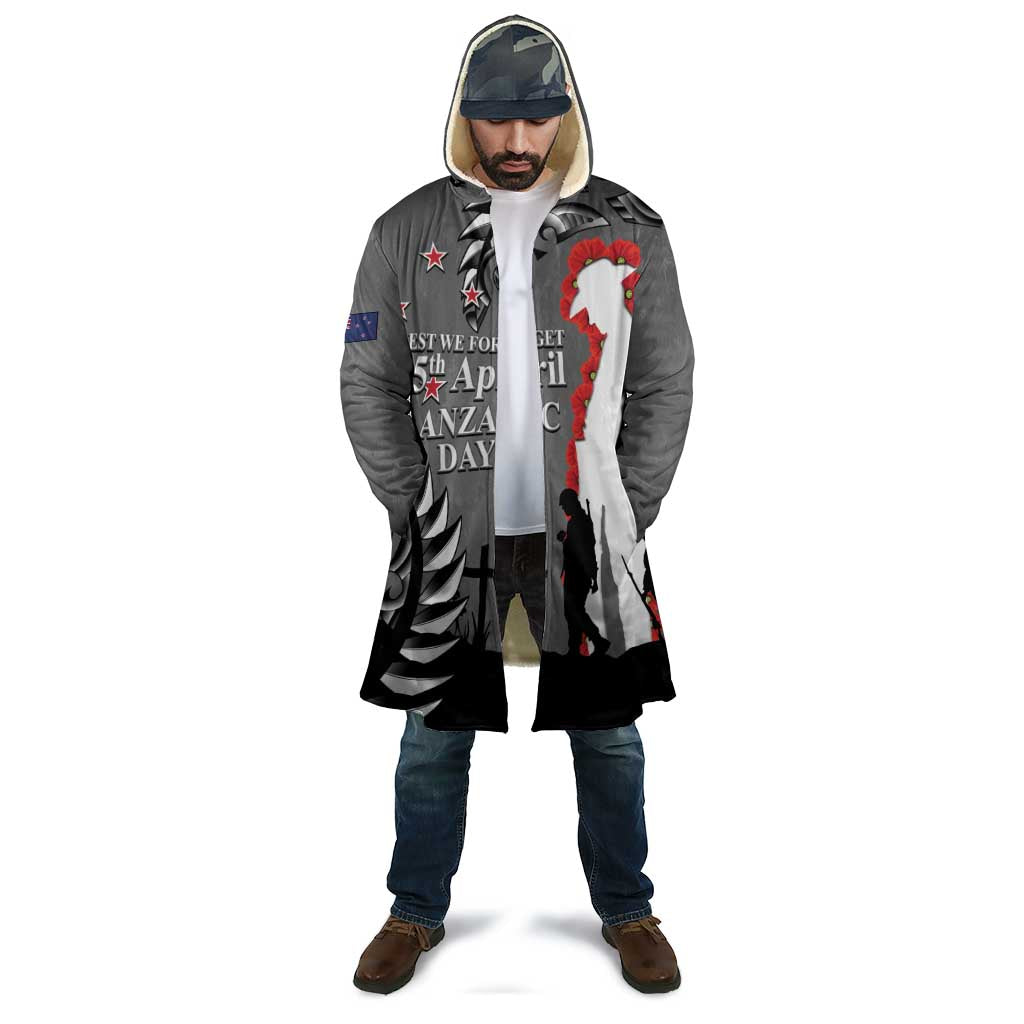 New Zealand ANZAC Day Cloak 25th April Silver Fern With Poppy - Polynesian Pride