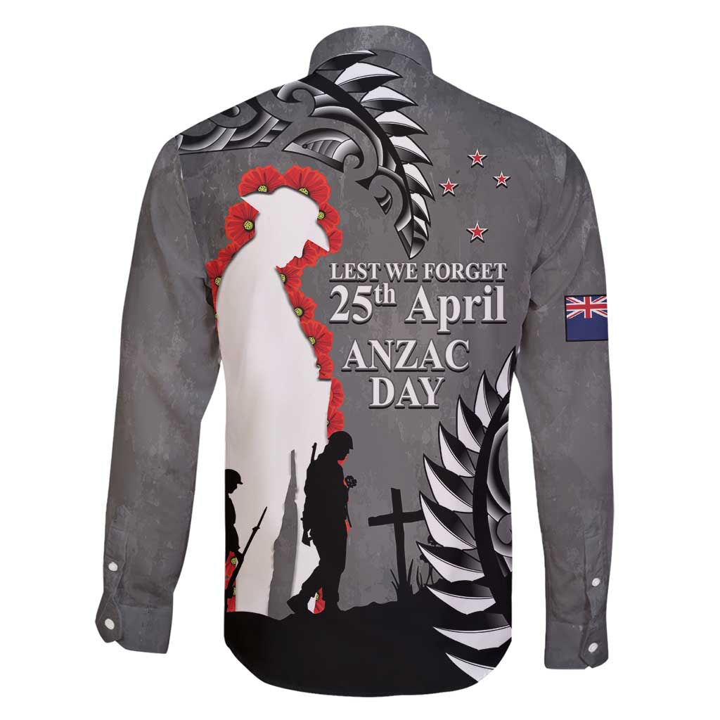 New Zealand ANZAC Day Family Matching Puletasi and Hawaiian Shirt 25th April Silver Fern With Poppy