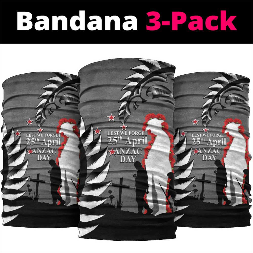 New Zealand ANZAC Day Neck Gaiter 25th April Silver Fern With Poppy - Polynesian Pride