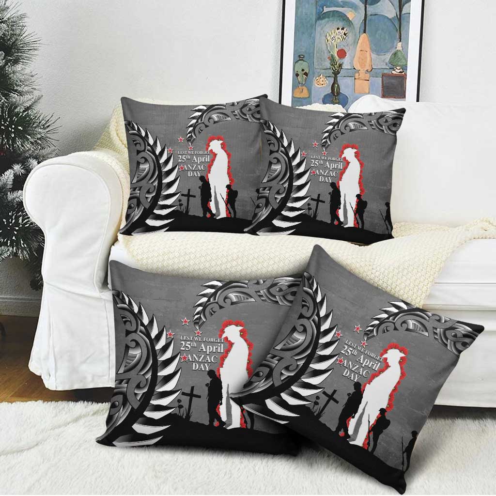 New Zealand ANZAC Day Pillow Cover 25th April Silver Fern With Poppy LT14 - Polynesian Pride