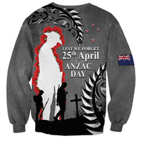 New Zealand ANZAC Day Sweatshirt 25th April Silver Fern With Poppy