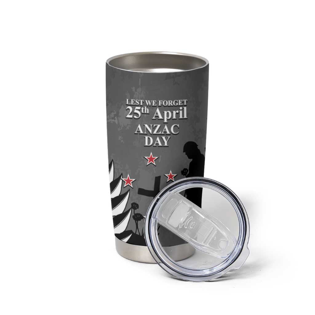 New Zealand ANZAC Day Tumbler Cup 25th April Silver Fern With Poppy LT14 - Polynesian Pride