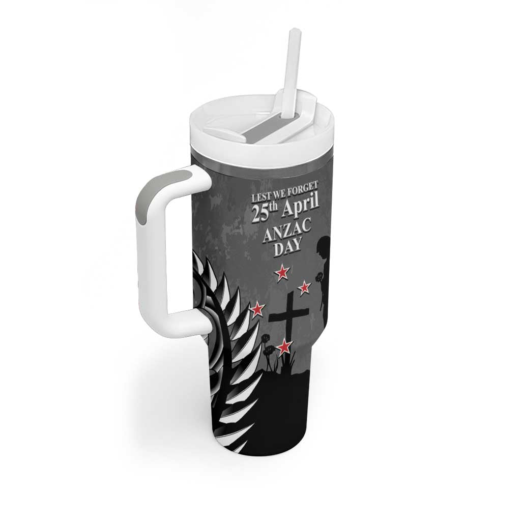 New Zealand ANZAC Day Tumbler With Handle 25th April Silver Fern With Poppy LT14 - Polynesian Pride