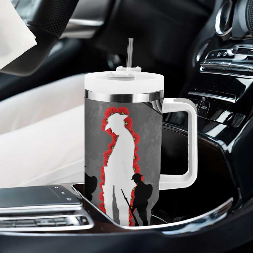 New Zealand ANZAC Day Tumbler With Handle 25th April Silver Fern With Poppy LT14 - Polynesian Pride