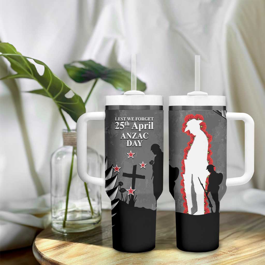 New Zealand ANZAC Day Tumbler With Handle 25th April Silver Fern With Poppy LT14 - Polynesian Pride