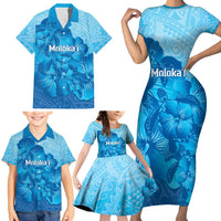 Aloha Hawaii Molokai Island Family Matching Short Sleeve Bodycon Dress and Hawaiian Shirt Hibiscus Tribal Honu Hawaiian Tattoo